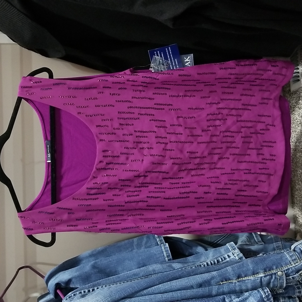 NWT Anne Klein sequin front tank top